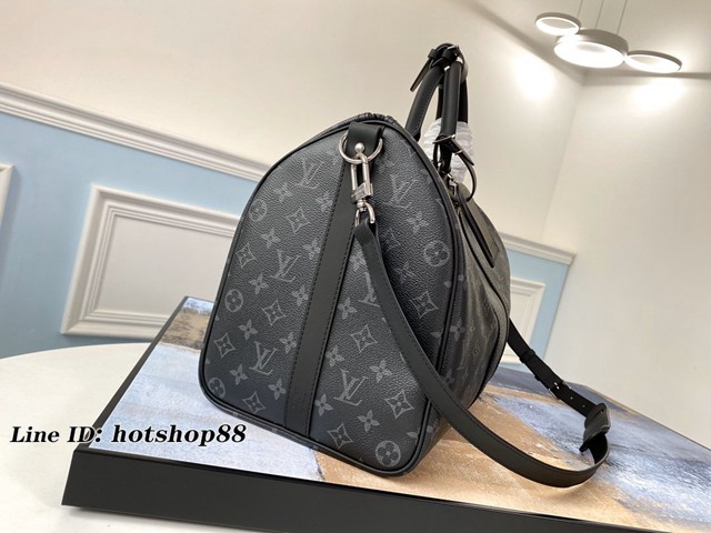 路易威登LV旅行包 M40569 Keepall 45旅行袋 LV黑花新版男士手提肩背旅行袋 xxlv2428